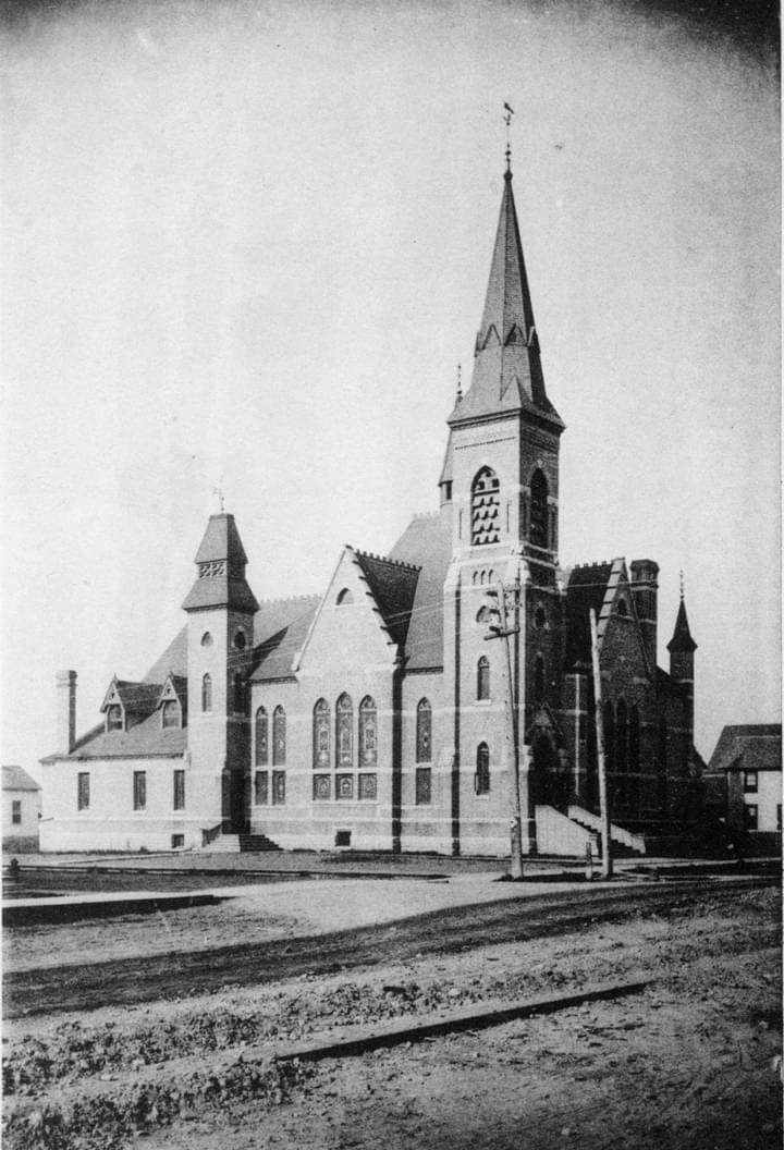 Historic photo of a previous church building.